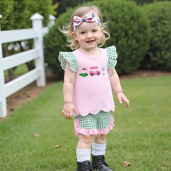 Cute Baby Girl Floral Print Ruffle Sleeve T-shirt and Shorts Set Summer Outfit with Elastic Waistband 2 Piece Toddler Clothes 4