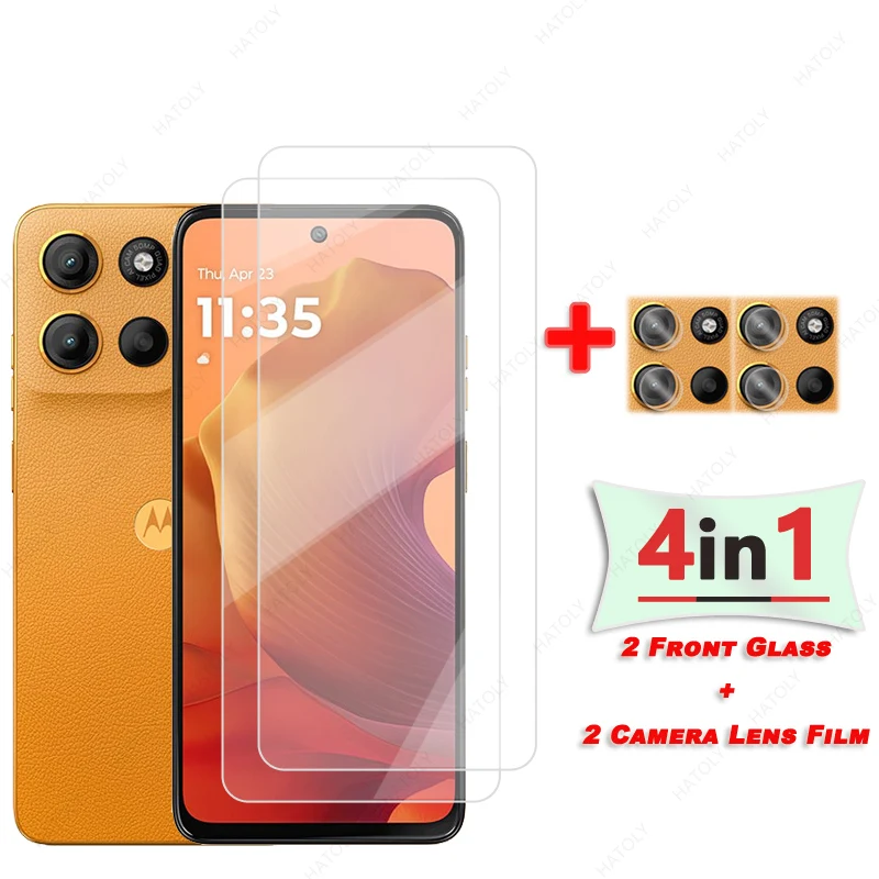 HD Clear Protective Film and Tempered Glass Screen Protector with Camera Lens Protection