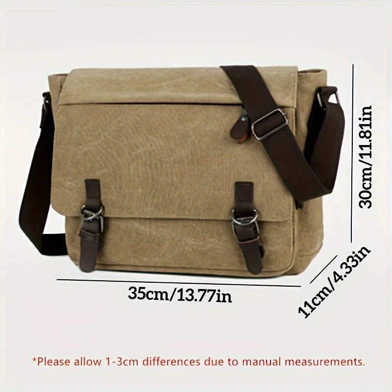 Borsa a tracolla in tela retrò da uomo, borsa a tracolla grande, borsa a tracolla casual per appendere il pendolarismo quotidiano, borse da scuola per il college - immagine 2