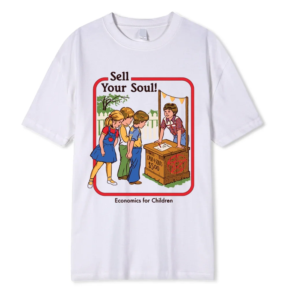 Horror Comic Serie Verkaufen Sie Ihre Seele Wirtschaft für Kinder Männer T-Shirts Mode T-Shirts Lose Baumwolle T-Shirt Kleidung Straßen-T-Shirt