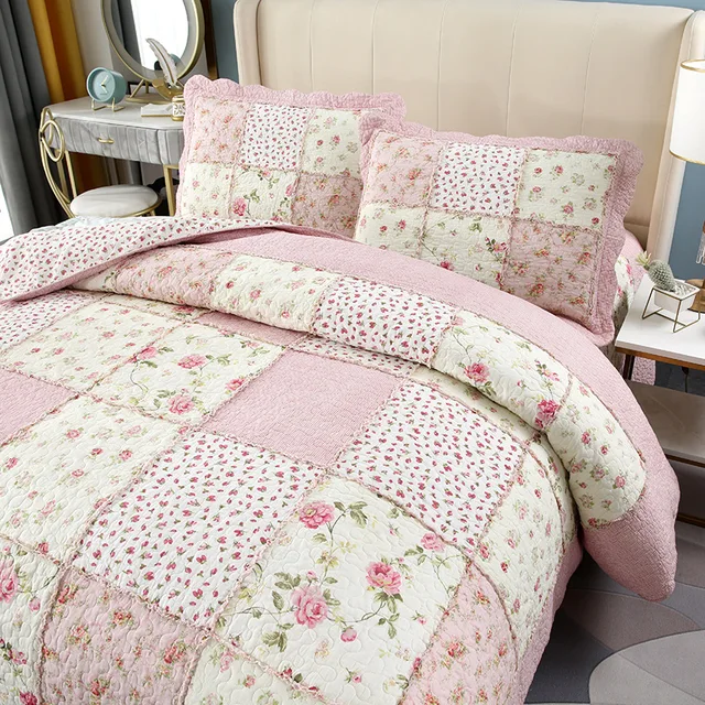 queen size summer blanket set pink