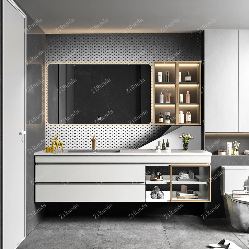 #Integrated Basin Bathroom Cabinet Combination Oak Hand Washbasin Solid Wood Washbasin Toilet Washstand