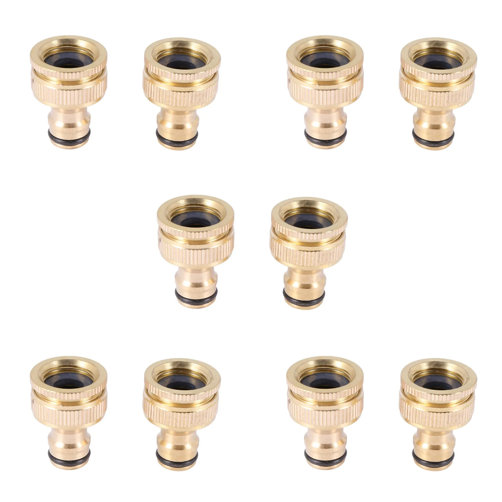 

10 Pack Brass Garden Hose/Hosepipe Tap Connector 1/2 Inch and 3/4 Inch 2-In-1 Female Threaded Faucet Adapter