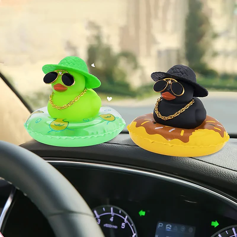 

Cute Cartoon Rubber Duck Ornaments Auto Decoration Rearview Mirror Ornament Car Interior Decor Accessories