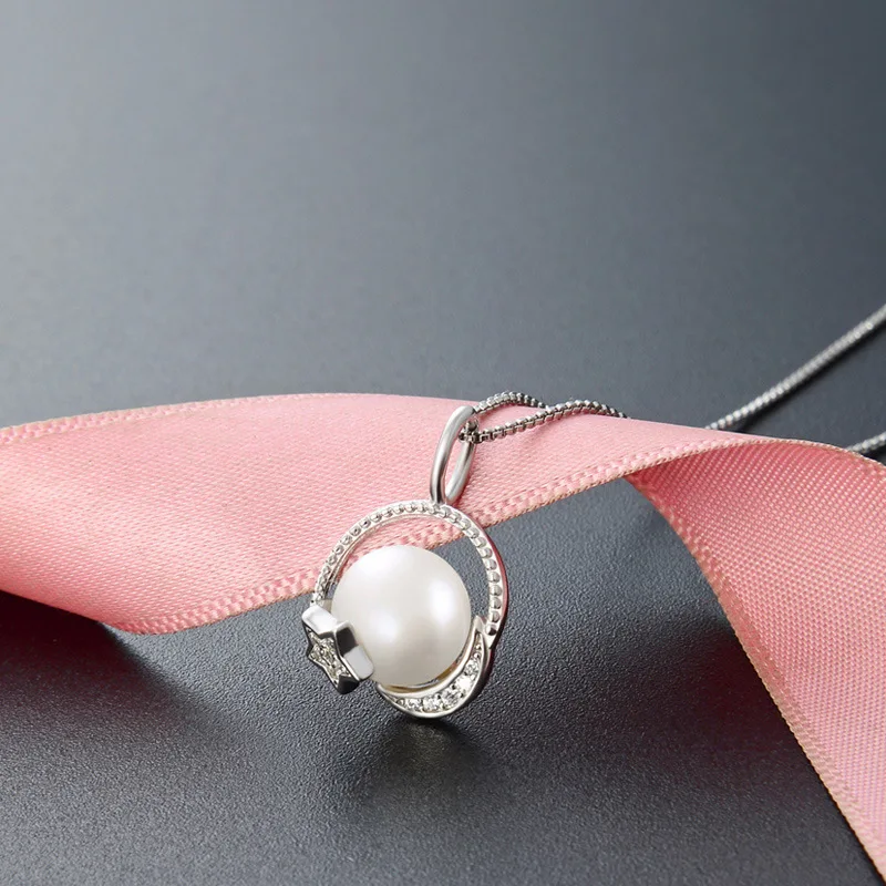 

Pearl Jewelry Pendant S925 Sterling Silver 45cm Necklace for Women Fine Collares Mujer Silver 925 Jewelry Bizuteria Box Anel