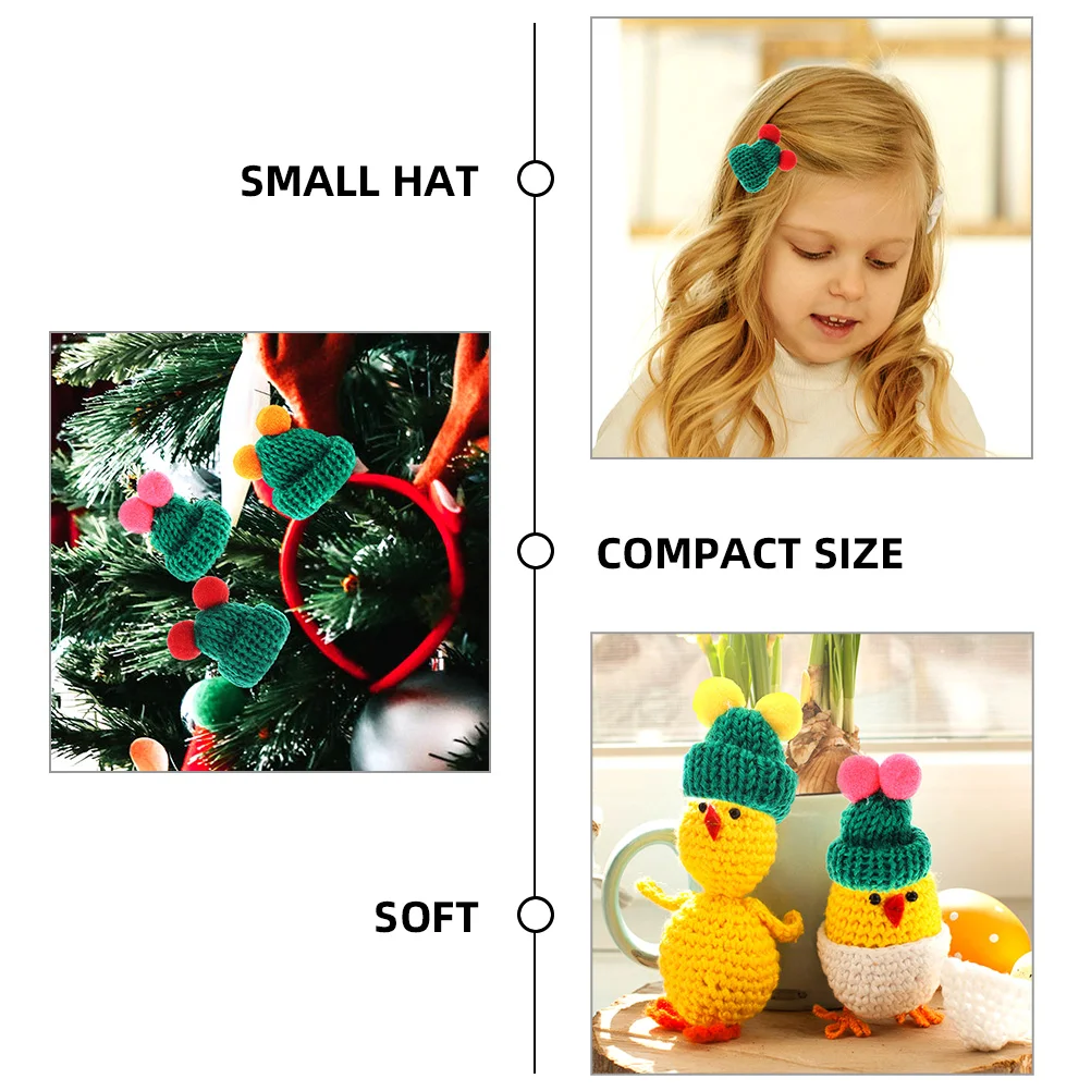 

50 шт. миниатюрная шапка, Рождественское украшение, крошечные шапки, вязаная шерстяная пряжа для украшений, рукоделие