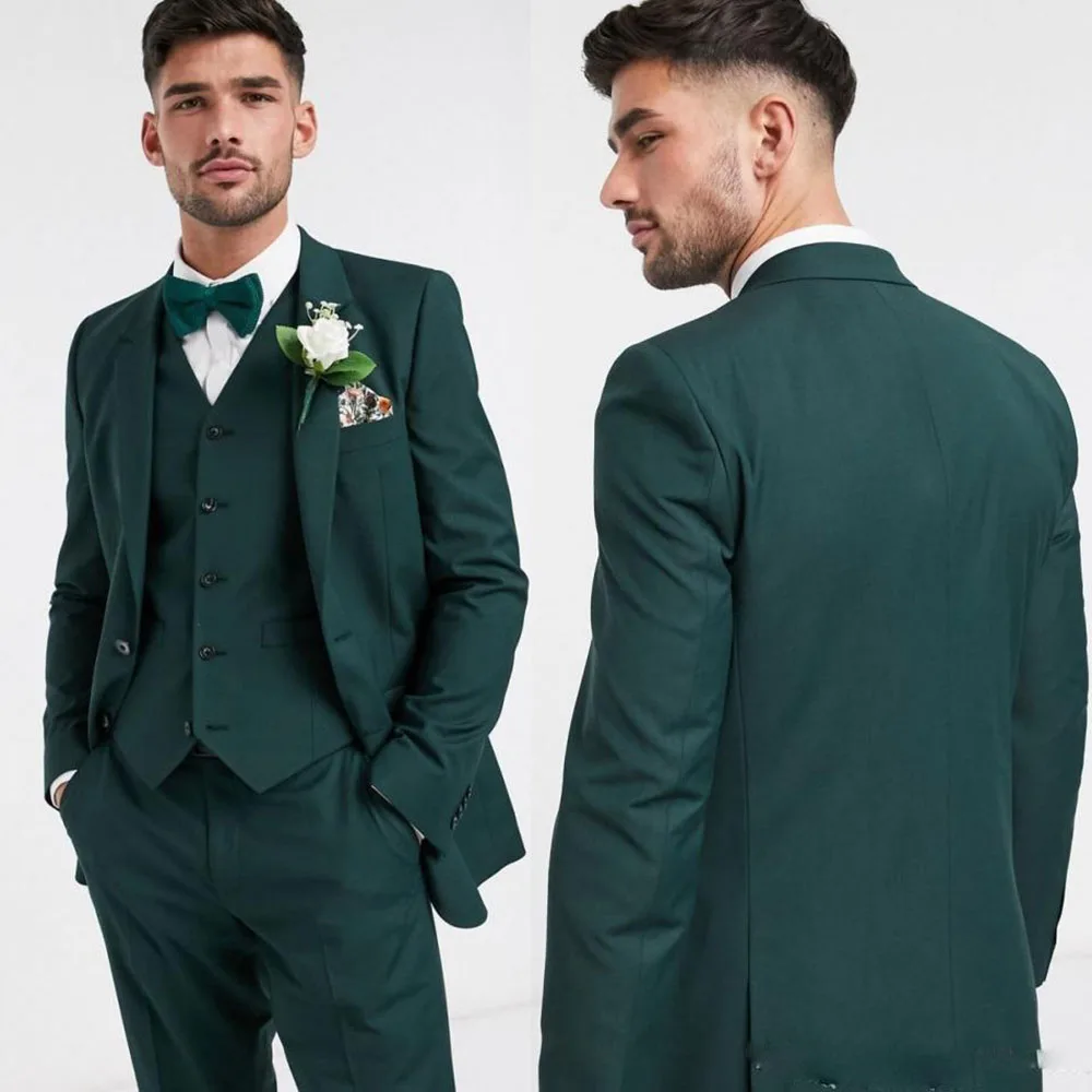 

New Male Suit 3 Pieces Fashion Notch Lapel Single Breasted Blazer Smart Casual Groom Best Man Wedding Outfit for Men Slim Fit