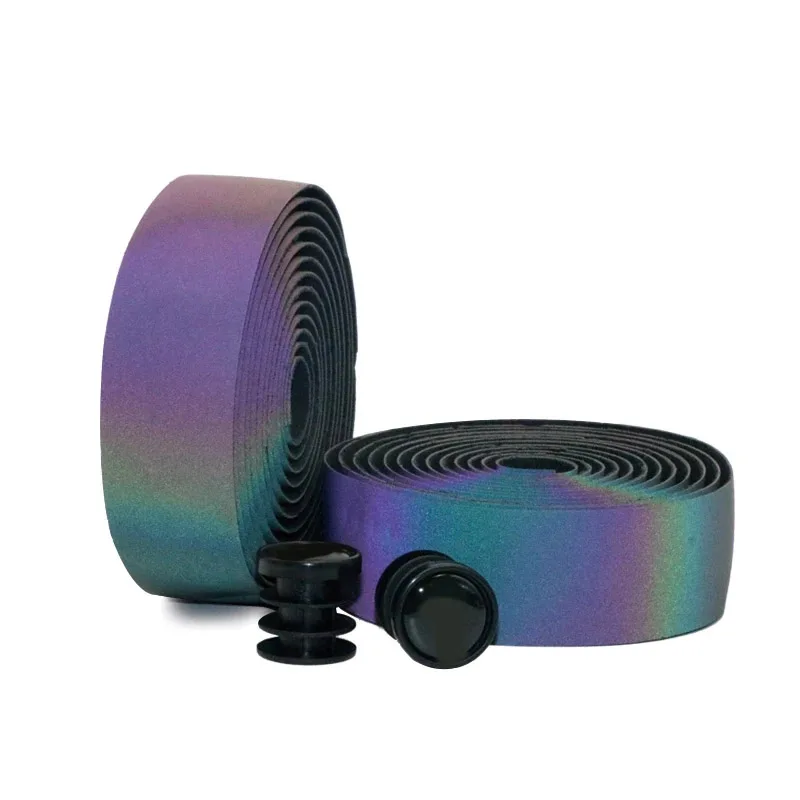 Bicycle Handlebar Strap Bike Handlebar Tape Bicycle Handlebar Bicycle Grips Bike Accessory Cycling Bar Tape Road Bike Noctilucent Dazzle Handlebar Stripes Light Reflective Colorful MTB PU Leather Bicycle Fork Grip Tape