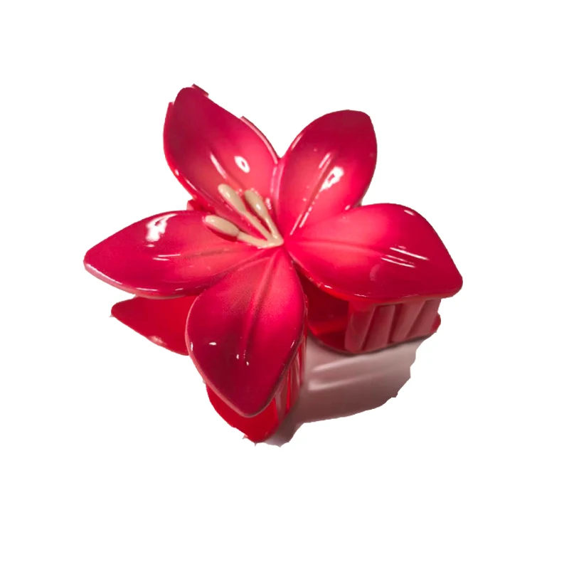 Spirng Beach Flower Haarklammer für Damen, 8 cm, Blumen, niedliche hawaiianische Blumen, Kunststoff, Preppy-Stil, Strand-Haarschmuck für Damen – Detail 12