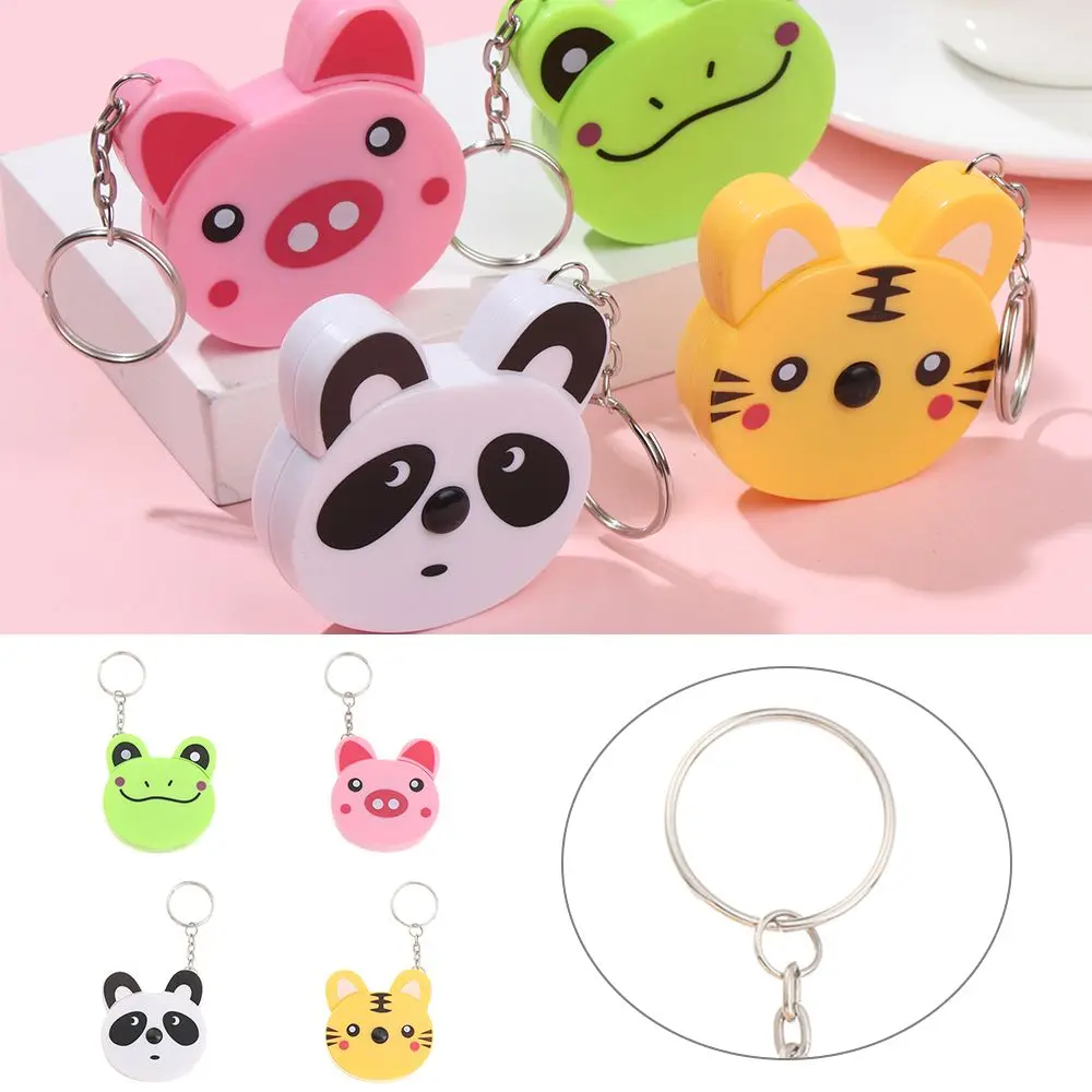 1M Portable Cartoon Animal Tiger Panda Frog Piggy Tape Measure Automatic Stretch Ruler Sewing Measure Ruler Keychain Household tape measure measuring tape measuring ruler