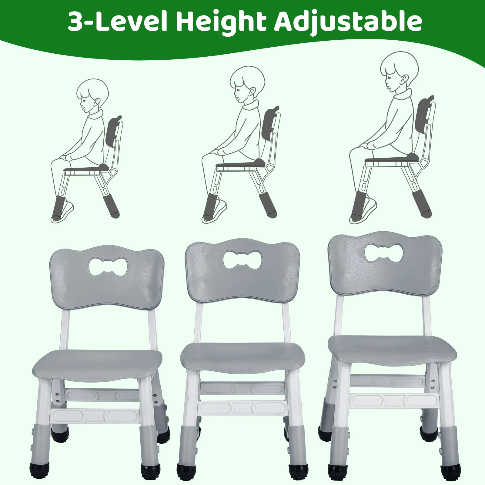 2Pcs Stackable School Chairs Kids Chairs Toddler Chair Height Adjustable Stools Ottomans