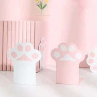 1 Pair Metal Desktop Bookends Support Cartoon Paw Book Ends Book Stopper Non-Skid For Shelves Office Home Library 1