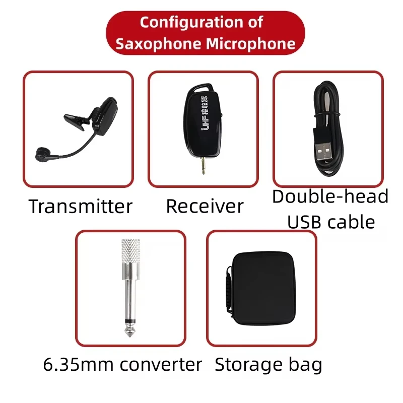 UHF 2.4G プロフェッショナルワイヤレス楽器用マイク サックス