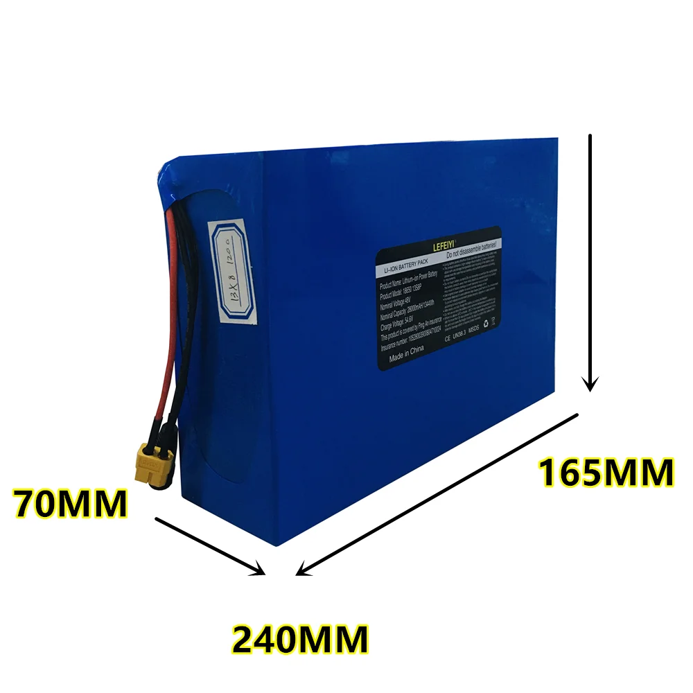 

48V 28000mAh 18650 13S8P Lithium Battery Pack 1000W Battery Built-in 50A BMS
