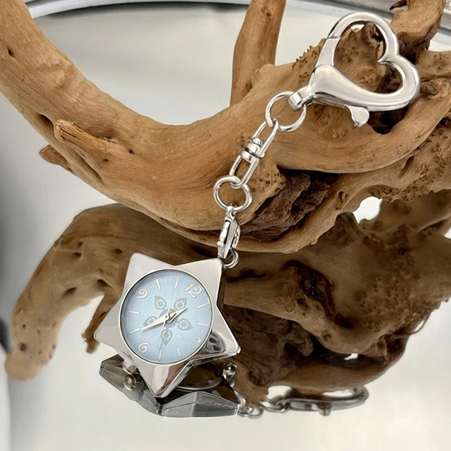 Ladies' Star Dial Heart Hook Keychain Wristwatch