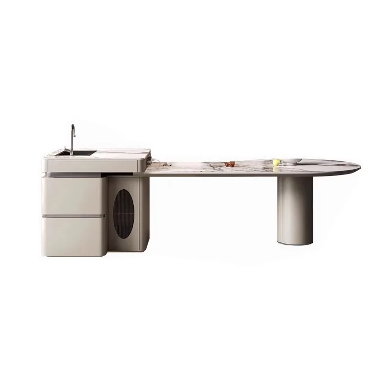 Light luxury oval dining table American style Nakajima sink integrated open kitchen dining table roc