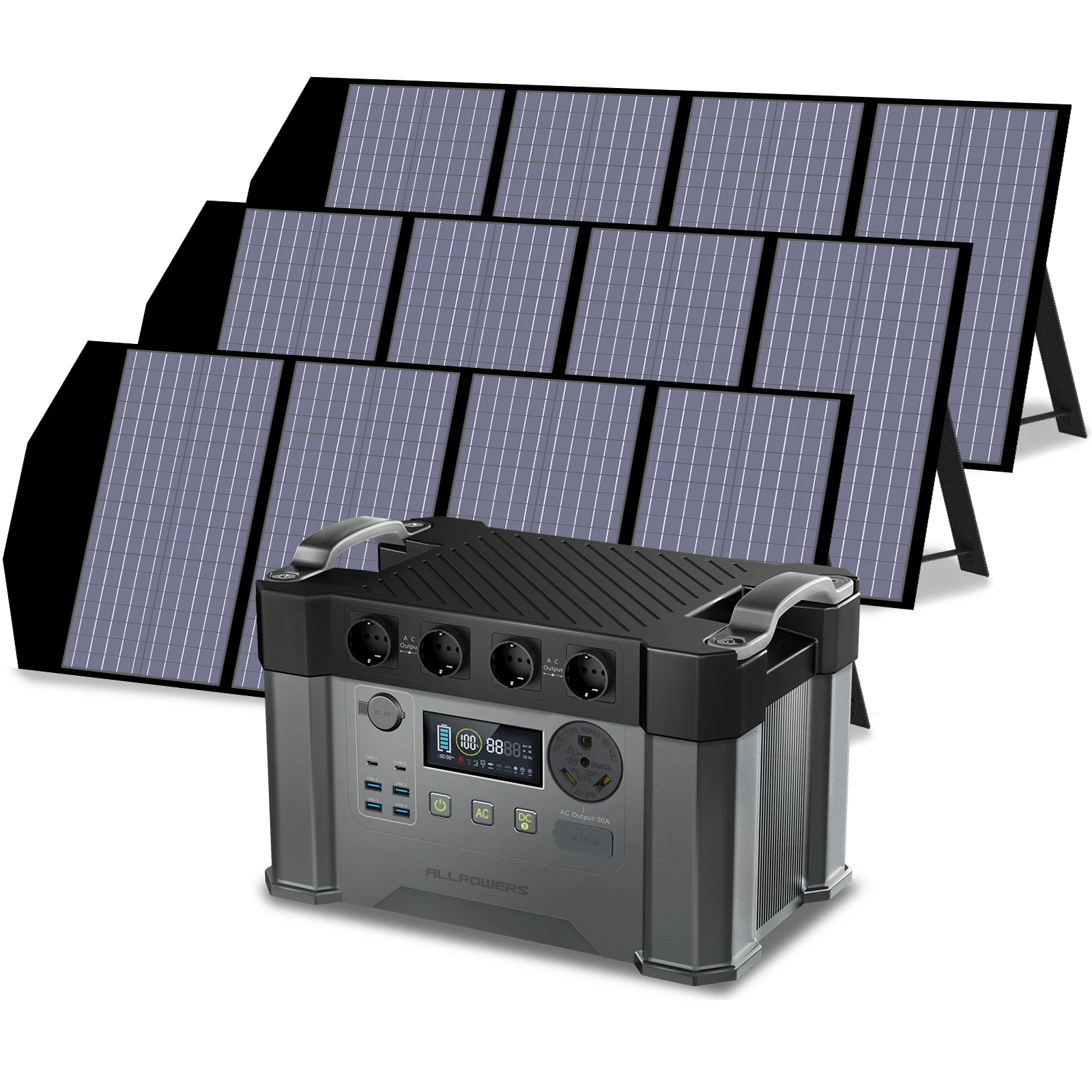 Allpowers Generatore Portatile S2000 Pro, 1500Wh 2400W Ups Powerstation Powerbank Con 140W 280W 420W 560W Solarpanelsolarpanel