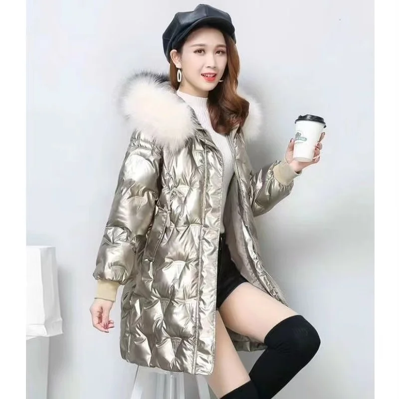 

Parkas Women 2021 New Fashion Glossy Hooded Winter Women's Jacket Fashion Casual Slim Long Warm Cotton Coat Brand Ladies Parkas