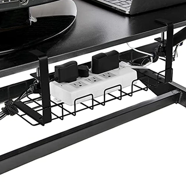 White Under Desk Cable Management Tray