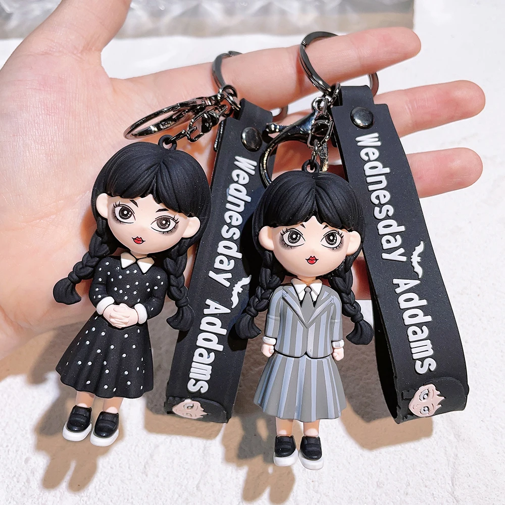 Horror Wednesday Addams Silicone Keychain Toy Thing Hand Home Decor