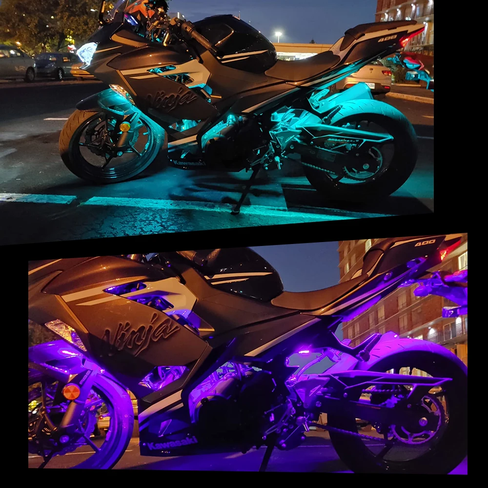 OKEEN 4pcs Led Motorcycle Decorative Lamp Strip Flexible Underbody  Underglow Lights Kit Atmosphere Decorative For Motorcycle 12V - AliExpress