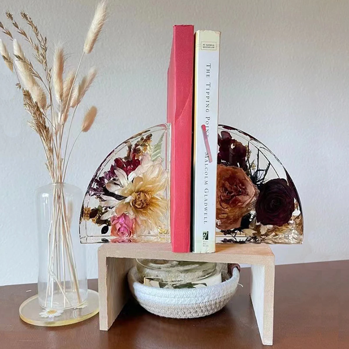 Silicone Bookend Molds DIY Geometric Book Organizer 2Pcs