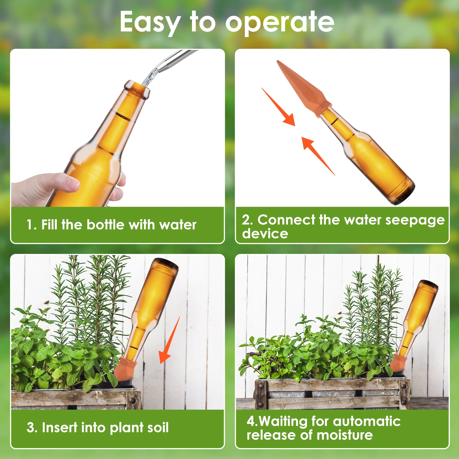 8Pcs Self Watering Stakes Red Clay Plant Watering Devices with Digging Tools Insert Indoor Automatic Mini Irrigation System
