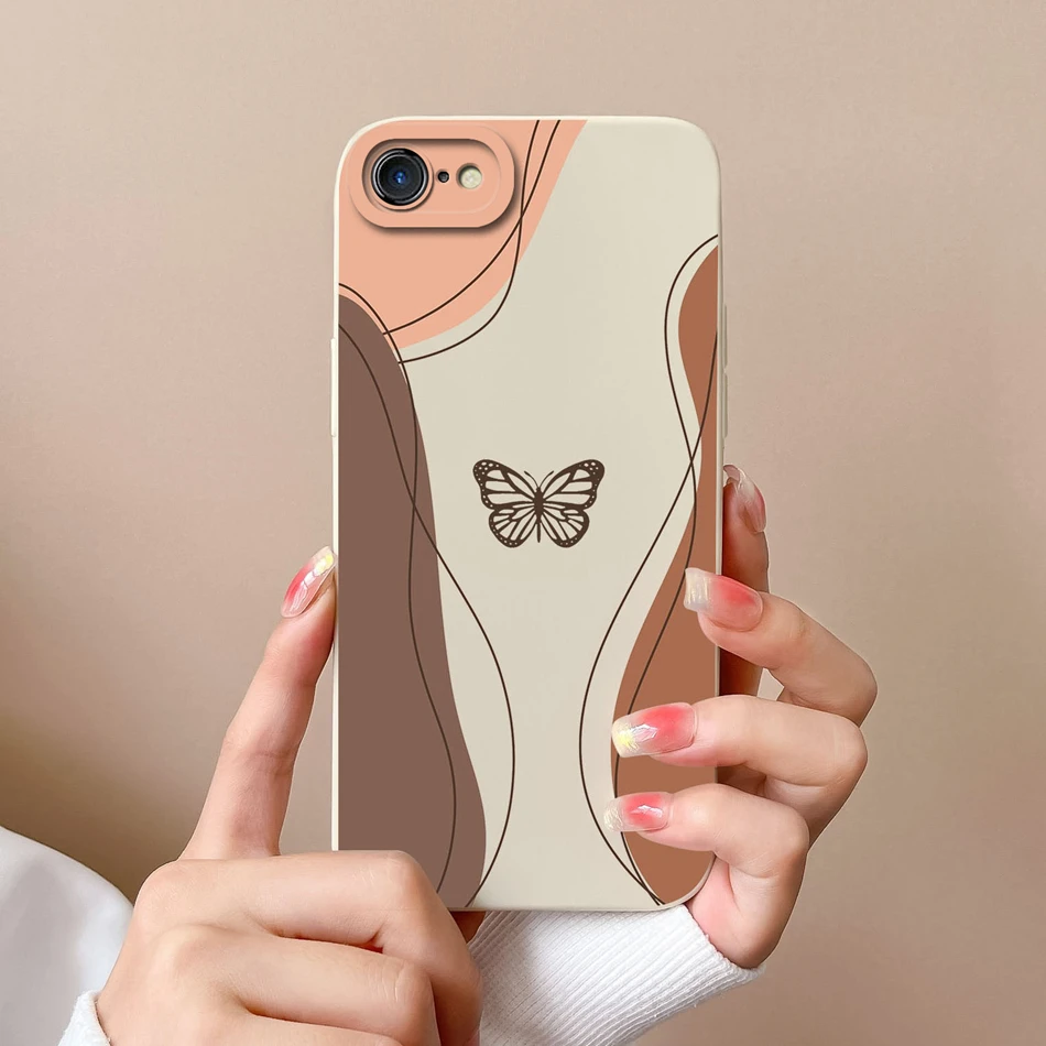 ROSEHUI Custodia per iPhone 7, iPhone 8, iPhone SE2020 con cuore e scritta in lingua inglese Love, in silicone, con cordoncino, ultra sottile con nastro, rosa