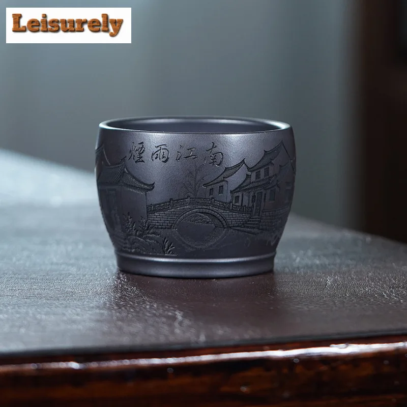 170ml Yixing Zisha Jiangnan Rain Teacup Traditional Tea Bowl Sample Tea Cup Tea-tasting Personal Cup Jianzhan Master Cups Craft