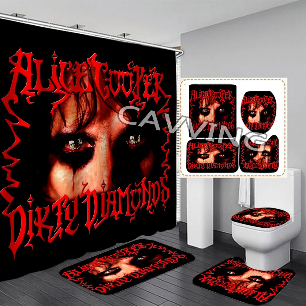 

3d-занавеска для душа Alice Cooper, водонепроницаемая занавеска для ванной комнаты, комплект Противоскользящих ковриков для ванной комнаты, коврики для туалета, ковер, домашний декор H01