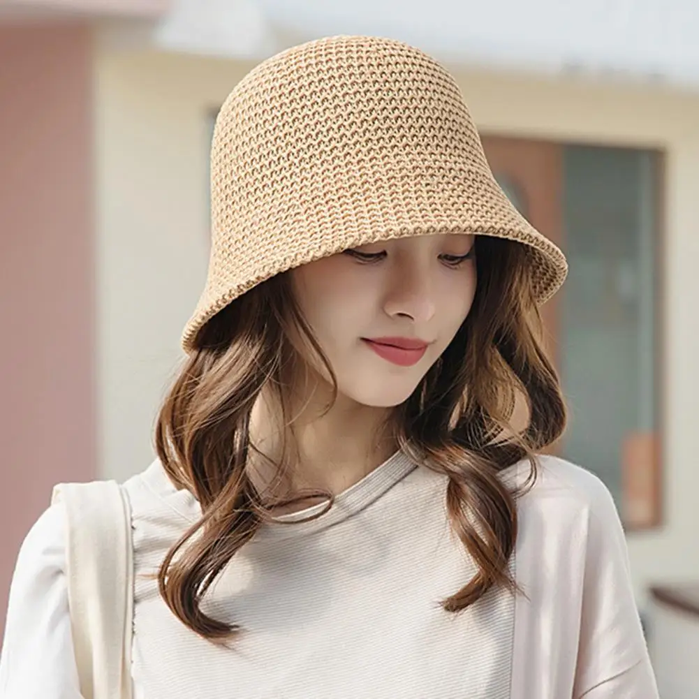 Summer Women Visor Bucket Hat Fisherman Hat Beach Korean Straw Hand Weaving Panama Girl Fishing Chapeau Sun Hats for Women