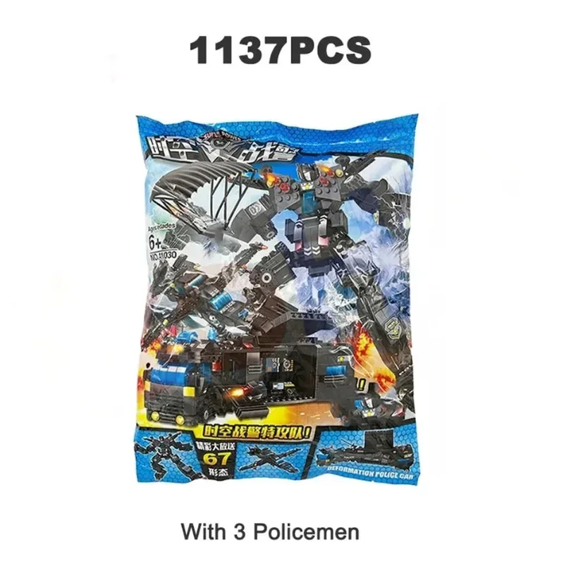 City Police Station SWAT Team Military Set Building Blocks Car Fighting Robot DI