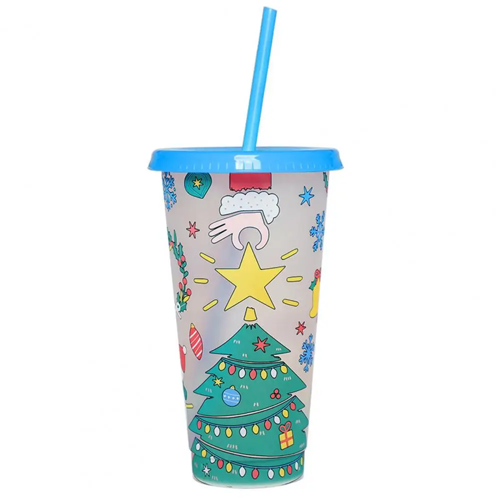 

Light Weight Cup Magical Color Changing Christmas Tumbler Cup 710ml Dustproof Lid Food-grade Cartoon Cup for Coffee Drinks Holds