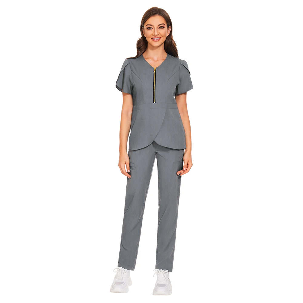 Women's New Suit Petal Sleeve Workwear Pet Shop Beauty Institution Nursing Scrub Workwear Slim Stretch Breathable Nurse Uniform