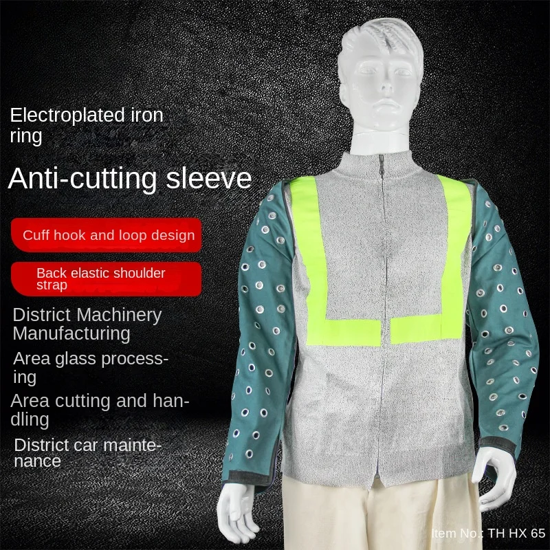 

Anti-cutting Electroplate Iron Ring Cutting Proof Arm Guard Breathable Tempered Glass Factory Protection Safety Workers Armguard