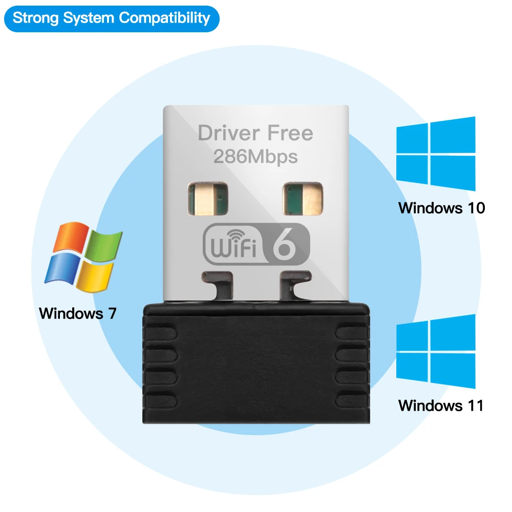 Mini Carte Réseau USB WiFi 6, 2.4GHz, Dongle USB, Adaptateur LAN.