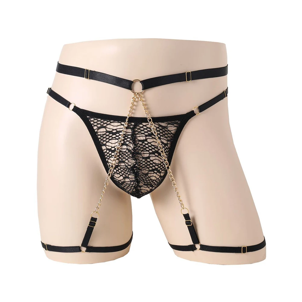 

Сексуальные мужские прозрачные кружевные стринги, стринги, джоки, трусы, гей-трусы, нижнее белье, трусы с кольцами для ног, трусы с открытой спиной