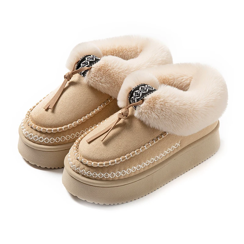 Flauschige Damen Hausschuhe Winter Casual Plüsch Luxus Designer Frau Schuhe Indoor Outdoor Plattform Fuzzy Pelz Slides Stiefeletten Neu – Detail 17