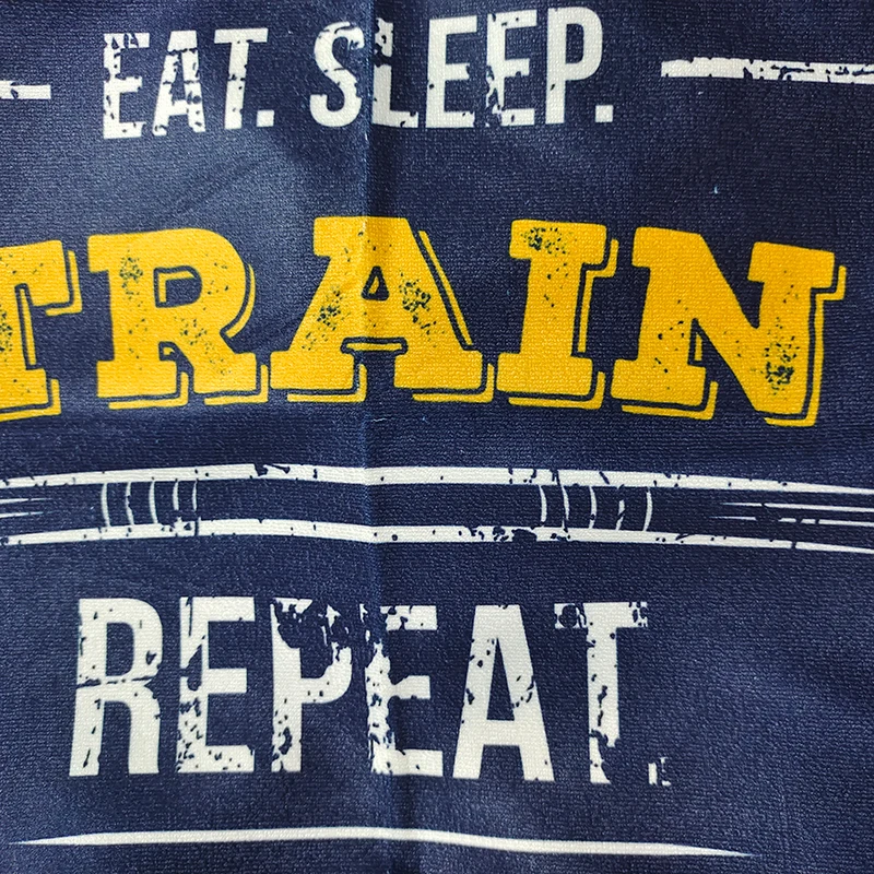 Quick Drying Microfiber Motivational Quote Eat Sleep Train Repeat Grunge Effect Barbell Travel Sports Towel for Gym Fitness 5