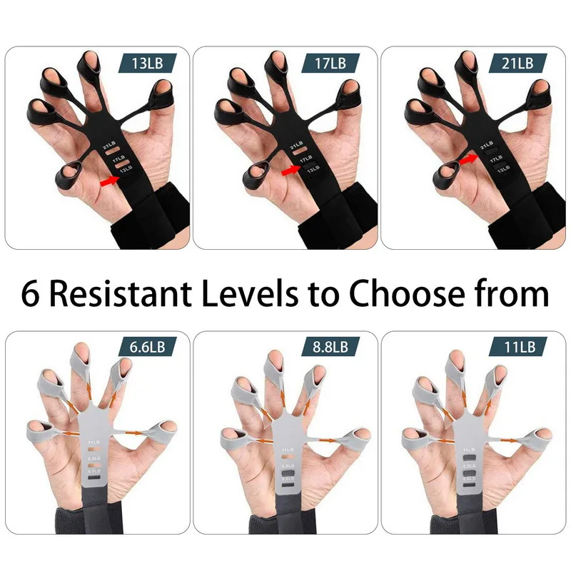 Finger Gripper Flex Gripster Guitar Hand Grip Exerciser Strengthener 6  Resistant Levels Expander Rubber Finger Trainer Elastic - AliExpress