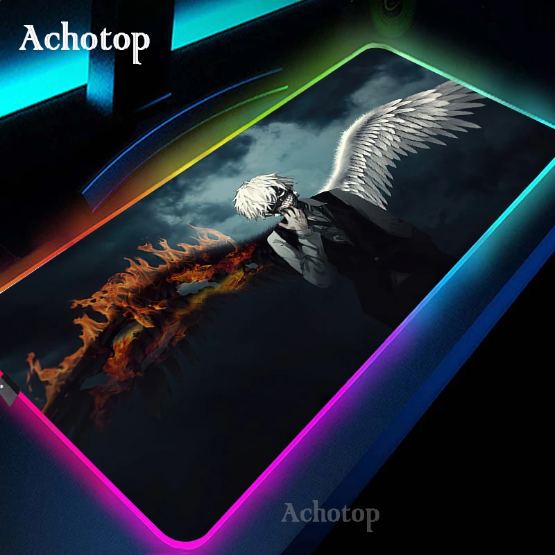 

Anime Tokyo Ghoul Ken Kaneki Large RGB Mouse Pad Carpet Laptop Pc Gamer Keyboard Mat XL Mousepad Edge Rubber Table Mat For Pad