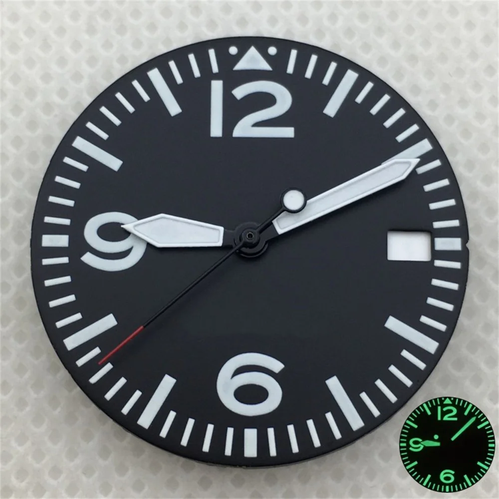 29mm Black and White Full Luminous Dial with Green Luminescence