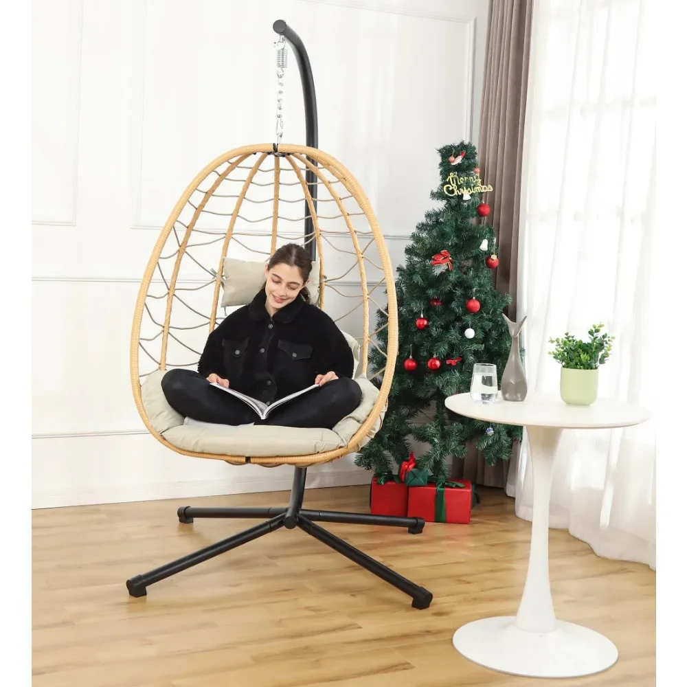 

2024 New Egg Chair with Stand, Swing Hammock Hanging Chair Nest Basket, 350LBS Capacity for Bedroom, Balcony, Garden