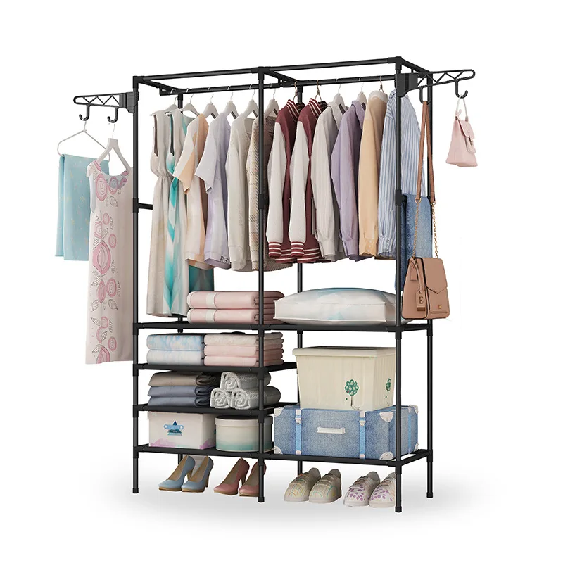 Simple coat rack indoor hanger clothes rack floor simple fashion multi-layer assembly storage shelf