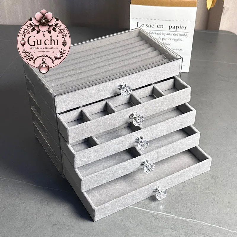 

Multi-layer drawer type large capacity jewelry storage box, earrings earrings bracelet necklace jewelry box,