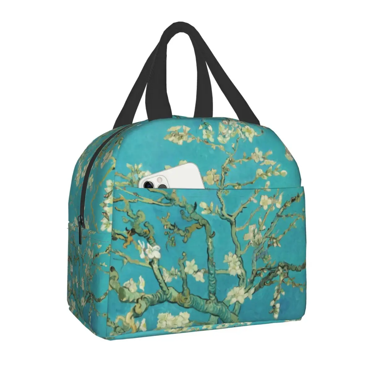 

Ланч-бокс с изображением миндальных цветов Ван Гога, переносной термоохладитель для еды, изолированный Ланч-бокс с изображением звездной ночи и маслом для женщин и детей