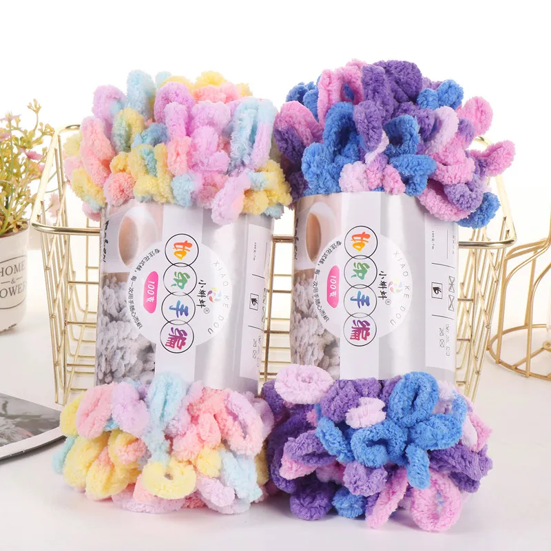 1Pc 100g Polyester Thick Yarn for Knitting DIY Finger Loop Yarn Hand Knitted Home Pillow Blanket Circle Line Chenille Yarn 4