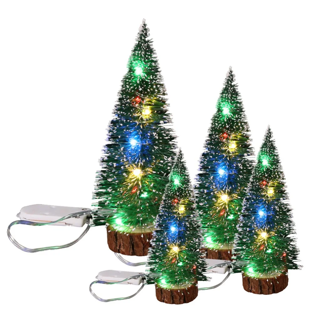 Weihnachten grüne Zeder führte Lichter Kiefer Nadel Baum Weihnachten Dekorationen Desktop Ornament Geschenk Mini Weihnachts baum Dekorationen