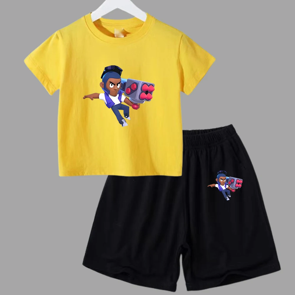 thumbnail image 1 of Conjunto de ropa de verano para niñas y adolescentes, camisetas y pantalones cortos de Anime de lucha para niños y niños, traje de 2 piezas, atuendo informal para niños, chándal, 1 of 4