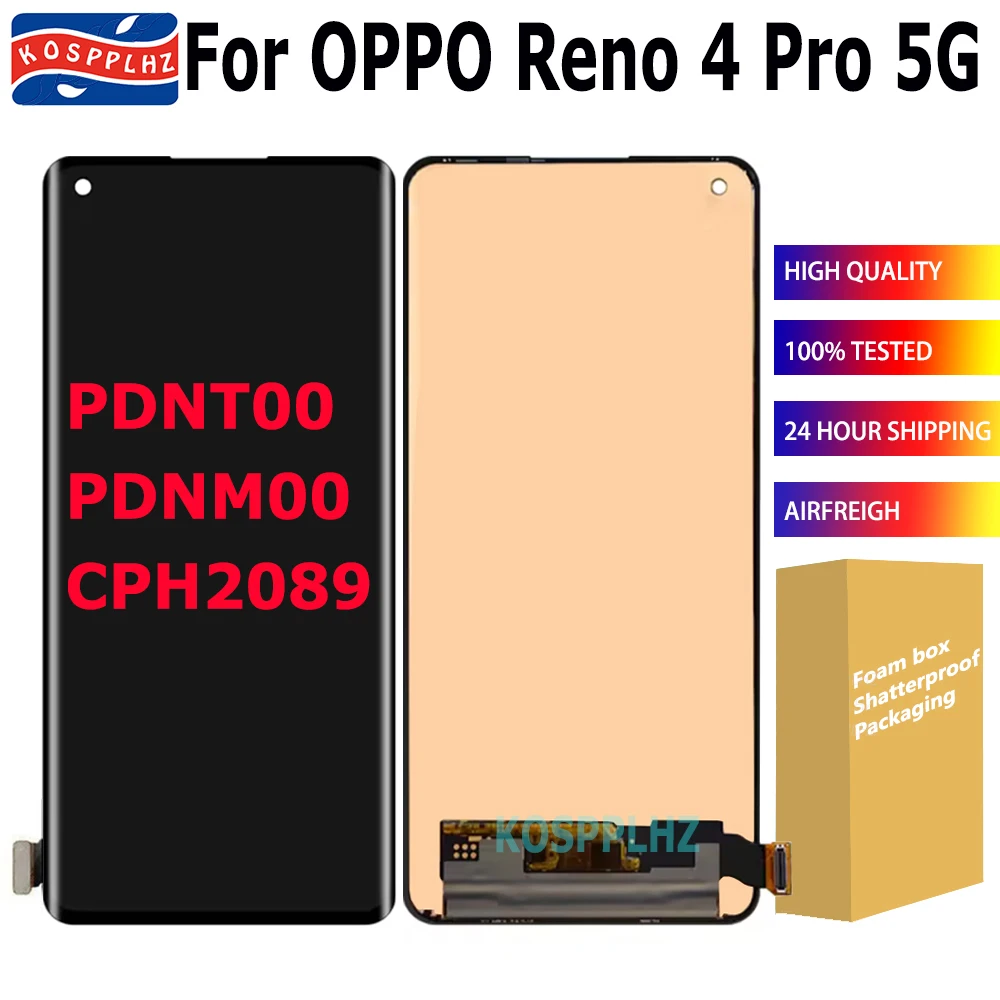 DISPLAY LCD OLED PER OPPO RENO 4 PRO CPH2089 TOUCH SCHERMO VETRO ORIGINALE NERO
